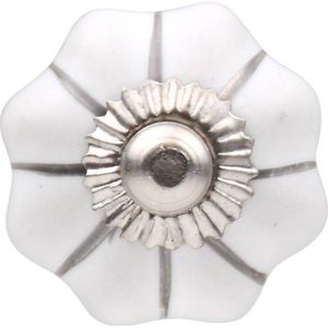 Good in Style - Meubelknop 30mm wit zilver bloem