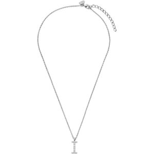 New Bling - 9NB-1455-I - zilveren ketting met letter I - zirkonia steentjes - 925 sterling silver - rhodium plated