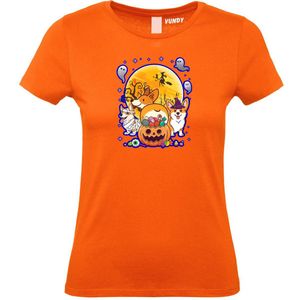 Dames T-shirt Halloween Hondjes | Halloween kostuum kind dames heren | verkleedkleren meisje jongen | Oranje | maat XXL