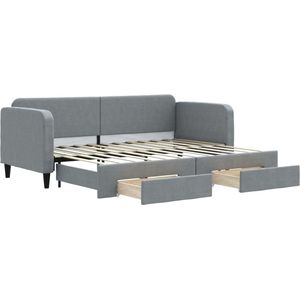 vidaXL-Slaapbank-met-onderschuifbed-en-lades-80x200-cm-stof-lichtgrijs