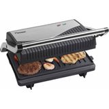 Bestron Contactgrill voor 2 Personen, Paninimaker met Vetopvangbak & antiaanbaklaag, 750 Watt, kleur: rvs