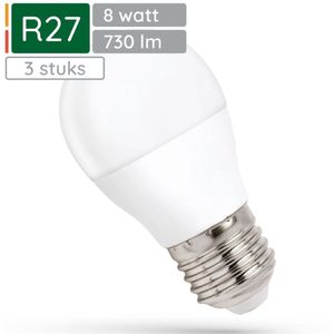 Spectrum LED Kogellamp R27 8W - 230V - 730 Lumen - 4000K Neutraal Wit - Natuurlijk Licht - Energiezuinig - 3 stuks