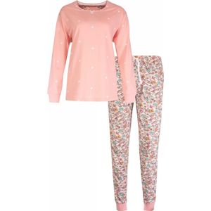 Tenderness Dames Pyjama Set - Bloemetjes print - 100% Gekamde Katoen - Roze - Maat L