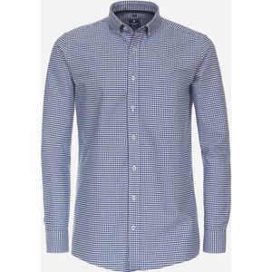 Redmond comfort fit overhemd - popeline - blauw geruit - Strijkvriendelijk - Boordmaat: 43/44