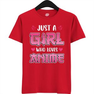 Just a girl who loves anime - Japans cadeau - Unisex t-shirt - grappig anime / manga hobby en verjaardag kado shirt - T-Shirt - Unisex - Rood - Maat XL
