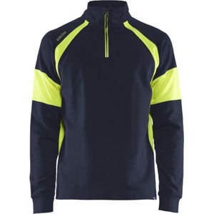 Blaklader Sweatshirt met High Vis zones 3550-1158 - Marine/High Vis Geel - L