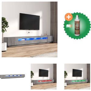 vidaXL 3-delige Tv-meubelset met LED's bewerkt hout grijs sonoma eiken - Kast - Inclusief Houtreiniger en verfrisser
