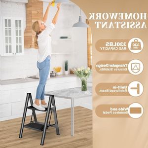 Opvouwbare trapladder met 2 treden - breed antislip pedaal - capaciteit 150 kg - zwart