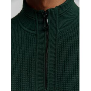 Luxe Sweater met Halve Ritssluiting en Effen Jacquard: Elegant en comfortabel