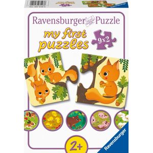 Dieren en hun Kleintjes Puzzel (9x2 stukjes) - Ravensburger