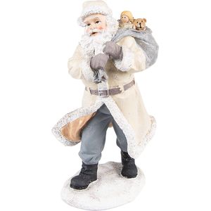 HAES DECO - Kerstman deco Figuur - Formaat 11x9x21 cm - Kleur Beige - Materiaal Polyresin - Kerst Figuur, Kerstdecoratie