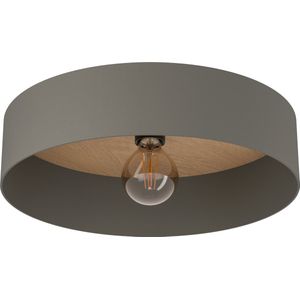 EGLO Duaia Plafondlamp - E27 - Ø 42 cm - Grijs - Hout/Staal - wisselbaar plafondpaneel