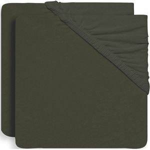 Jollein - Baby Hoeslaken Jersey (Leaf Green) - Katoen - Hoeslaken Wieg - 2 Stuks - 40/50x80/90cm