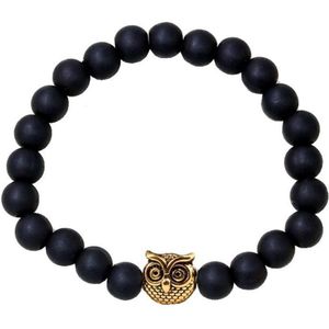 Fako Bijoux® - Buddha Armband - Uiltje - Goudkleurig - Zwart