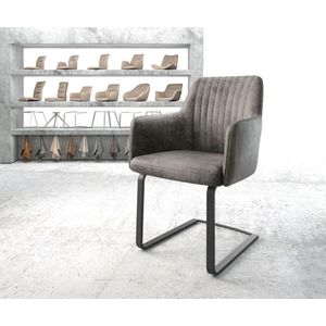 Sledestoel Greg-Flex sledemodel vlak zwart microvelours grijs antiek pocketveer kern