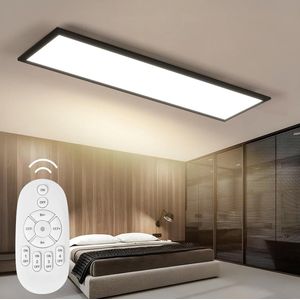 FOXSPORT Plafondlamp - LED paneel ultraplat - opbouwlamp - 22W Dimbaar met afstandsbediening 2700K-6500K - zwart Ambiance - Woonkamer | Slaapkamer | Keuken