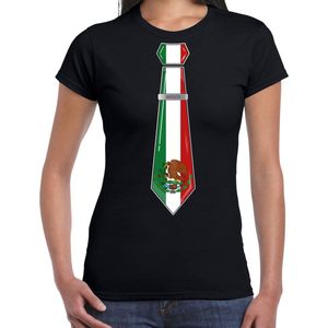 Bellatio Decorations Verkleed shirt voor dames - stropdas Mexico - zwart - supporter - themafeest L