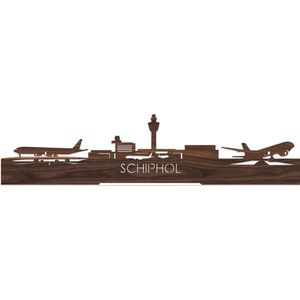 Standing Skyline Schiphol Notenhout - 60 cm - Woondecoratie design - Decoratie om neer te zetten en om op te hangen - Meer steden beschikbaar - Cadeau voor hem - Cadeau voor haar - Jubileum - Verjaardag - Housewarming - Interieur - WoodWideCities