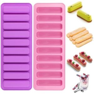 Selbro ® 2 Stuks Graan Bar Baking Siliconen Mal, 10 Vormen Rechthoekige Energy Bars Siliconen, Bar Mal Siliconen Non-Stick, BPA Vrij, Graan Bar Mal Siliconen Mallen voor Chocolade Bars, Ijsblokjes