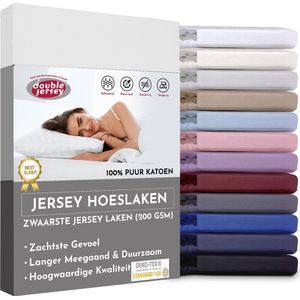 Double Jersey Hoeslaken - Hoeslaken 200x200+30 cm - 100% Katoen  Wit