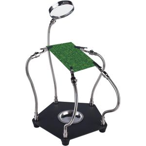 Derde Hand Soldeerhulp met Loep en Licht - Flexibele 360° Krokodillenklemmen