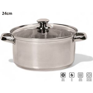 Professionele RVS Kookpan - Soeppan 24cm - 5.2 Liter - Serie ""Alexander"" - Geschikt voor alle Warmtebronnen - Pan