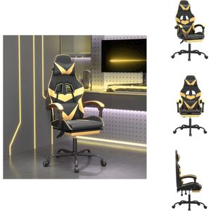 vidaXL Gamestoel - Kunstleer - Verstelbare rugleuning en voetensteun - Handig draaibaar ontwerp - Stevig en stabiel frame - Zwart/goud - 57.5 x 59.5 x 121-131 cm - Bureaustoel