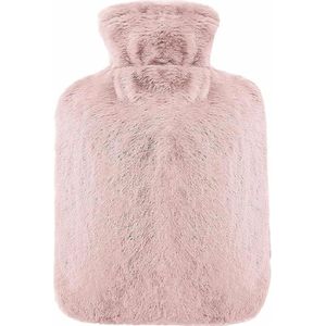 Zachte Roze Warmwaterkruik met Afneembare Pluche Hoes - 2 Liter - Comfort en Ontspanning