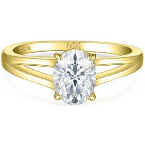 Grace - 18k Geelgouden Ovaal Split- 18k GeelgoudenShank Moissanite Ring - 0.9 karaat