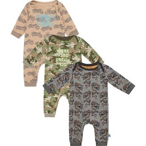 Charlie Choe - 3pack - Boxpakjes - slaappakjes - Bruin met motoren - Groen Bruin camo - Grijs met draken - Maat 62