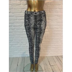 Broek Snakeprint Wit met Zwart- dames - Maat L