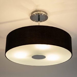 Lindby - plafondlamp - 3 lichts - stof, glas, metaal - H: 31.5 cm - E27 - zwart, satijnwit, chroom