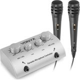 Karaoke Set met 2 Microfoons en Echo Effect - Vonyx AV430 - Voor Volwassenen - Microfoon Mixer - Zilver