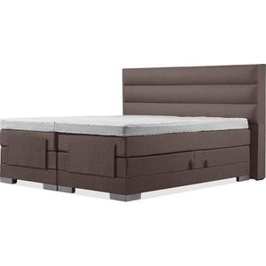 Soft bedden Elektrische Boxspring - 200x220 - Incl. Horizontaal hoofdbord - Notenbruin met plint