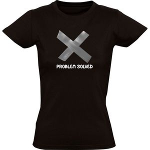 Problem solved Dames T-shirt - probleem - ducttape - stil - opgelost - kruis - tape - grappig