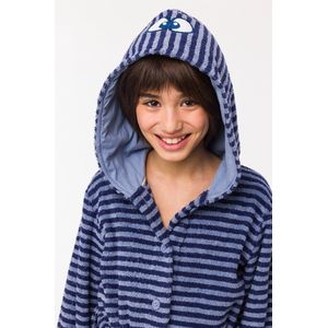 Woody Unisex Badjas blauwe streep - maat 140/10J