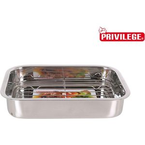 Privilege RVS oven schaal ( braadsleede ) incl. rooster 27,5x20 cm