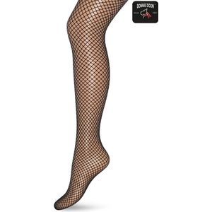 Bonnie Doon Visnet Panty Zwart Dames maat L/XL 40/42 - Netpanty - Fishnet Tights - Visnet Patroon - Comfortabele Pasvorm - Stevig Materiaal - Super Elastisch - Doorschijnend - Black - BN751994.101