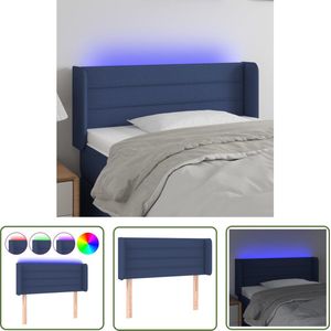 The Living Store Hoofdbord LED 103x16x78/88 cm stof blauw - Hoofdboard - Led Verlichting - Blauwe Hoofdstoel - Comfortabele Ondersteuning - Slaapkamersdecoratie