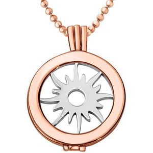 Quiges - Munthouder met Ketting en Munt 25mm Zon - Rose Goudkleurig - EPRHZ342