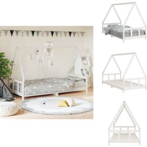 vidaXL Kinderbedframe - Kinderbedframes - Kinderbed - Peuterbed - Kinderbedframe 90x190 cm massief grenenhout wit