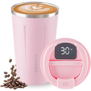 Vacuüm-Isolatiebeker van Roestvrij Staal - Koffiebeker met Temperatuurweergave, Lekvrij Design, Ideaal voor Koffie, Thee en Bier