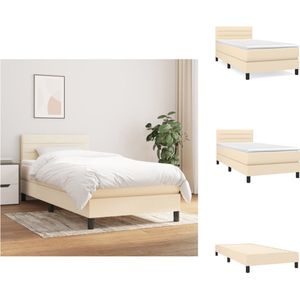 vidaXL Boxspringbed - Crème - 90 x 190 x 78/88 cm - Pocketvering matras - Bed