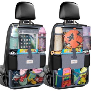 Autoorganisator Autostoel Organizer 4e generatie Verbeterde Car Organizer Achterbank voor maximaal 10,5 iPad, 9 zakken, Kids Toy Storage, Waterbestendig Achterbank Protector voor kinderen… (Grijs, 2 stuks)