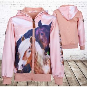 Vest met paarden print roze -s&C-86/92-Meisjes vest