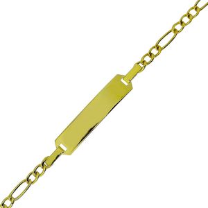 Gouden Kinderarmband Graveerplaat Figaro Gratis Graveren 13 cm 14 karaats