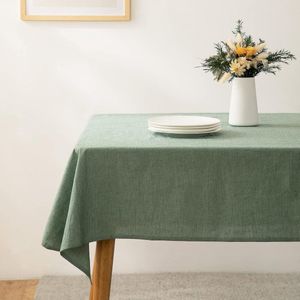 Tafelkleed, groen, linnenlook, 100% gewassen katoen, vierkant, 140 x 240 cm