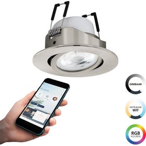 EGLO connect.z Saliceto-Z Smart Inbouwspot - Ø 8,8 cm - Grijs - Instelbaar RGB & wit licht - Dimbaar - Zigbee