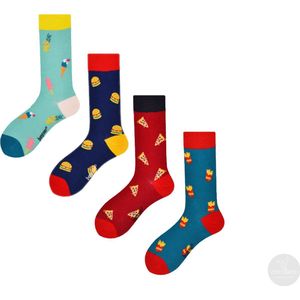 BENYSØN® katoenen Sokken | Set van 4 paar | Junkfood thema | 41-46