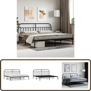 vidaXL Bedframe - Stalen Frame - Zwart - 200x200 cm Klassieke Bed Frame - Tweepersoons Bed - Metalen Bedframe - Zwarte Bed Frame - Staal Bedframe